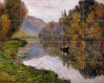 'Boat on the Seine near Jeufosse' von Claude Monet & Bridgeman Images