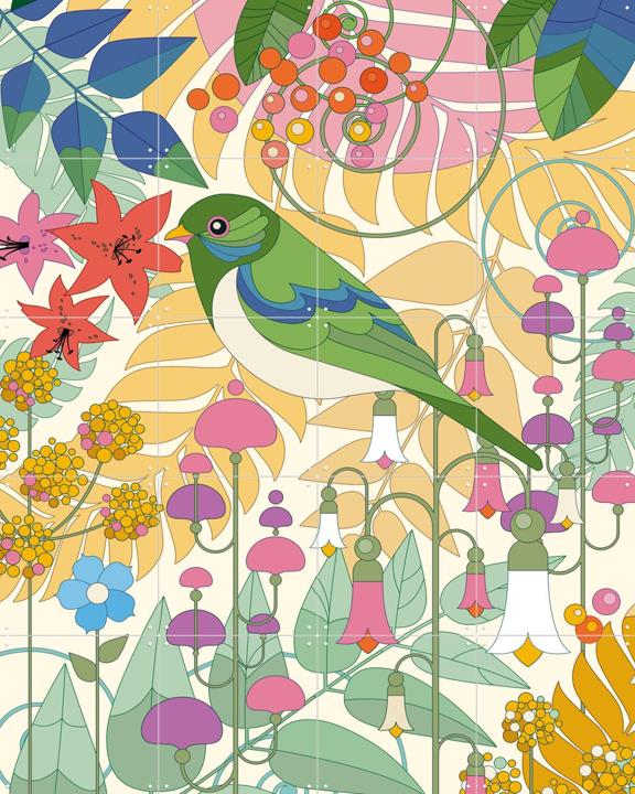 Evening Bird with Flowers