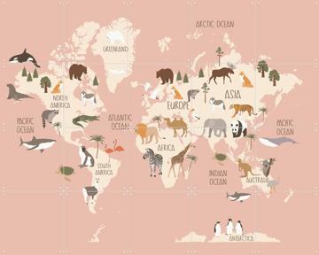 'Nursery World Map (Pink)' van Treechild