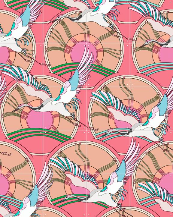 Crane Bird Pattern Pink