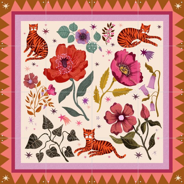 Tiger cat poppy field