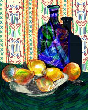 'Carafe and Dish with Citrus Fruits' par Marylène Madou & Van Gogh 21st Century