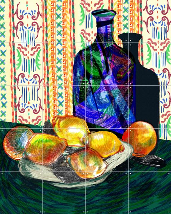 Carafe and Dish with Citrus Fruits