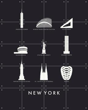 IXXI - New York Architecture black by Art in Maps & Art in Maps