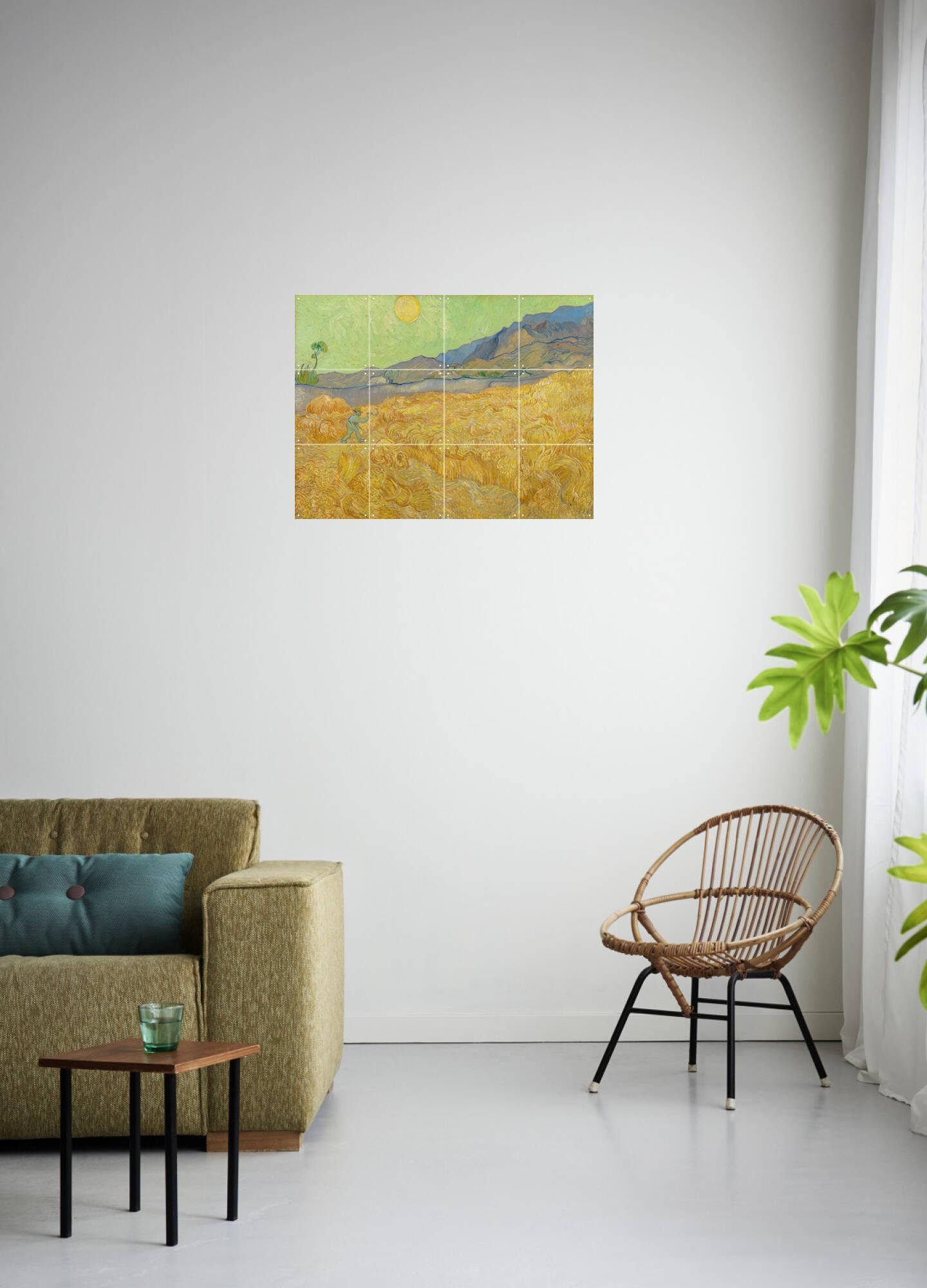 Korenveld met maaier en zon (1889) Door Vincent van Gogh (1853
