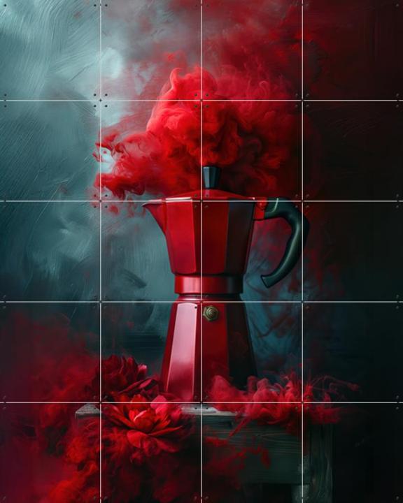 Italian Bialetti Coffee Percolator Red Smoke