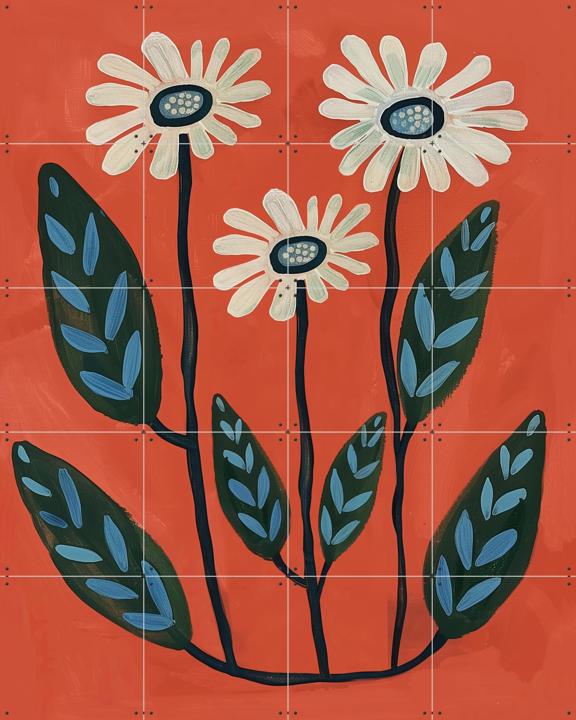 Terracotta Abstract Daisy Flowers