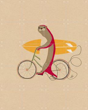 'Otter on Bike with Surfboard' van Fabian Lavater