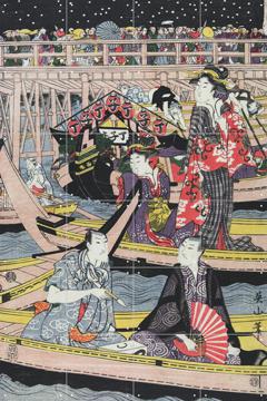 'People enjoying Fireworks at Ryogoku Bridge' by Kikuwa Eizan & Victoria and Albert Museum