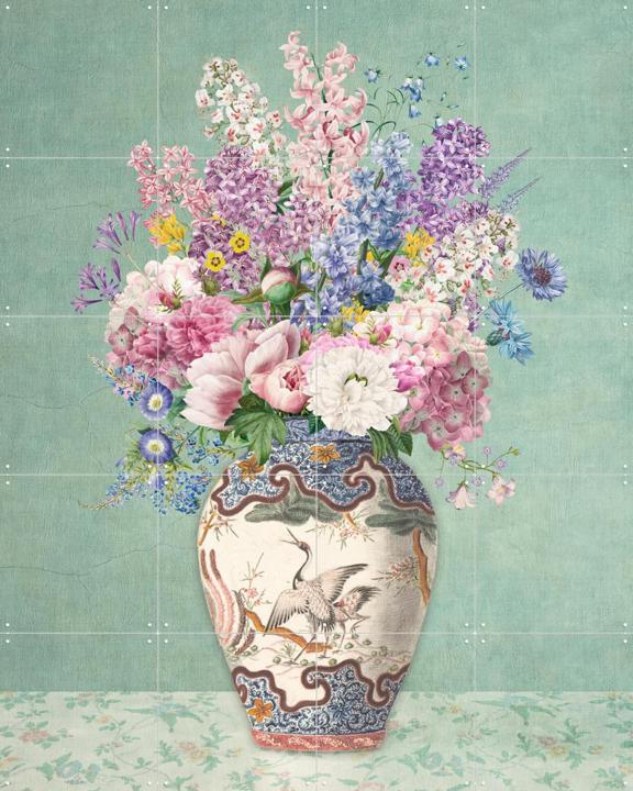 Vintage Floral Chinoiserie Vase