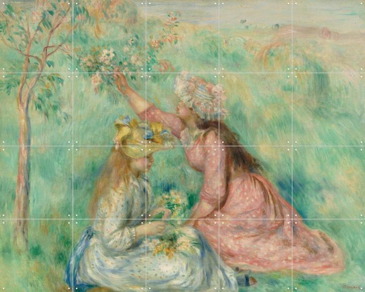 Girls Picking Flowers in a Meadow