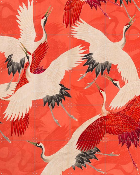 Kimono with Cranes Red