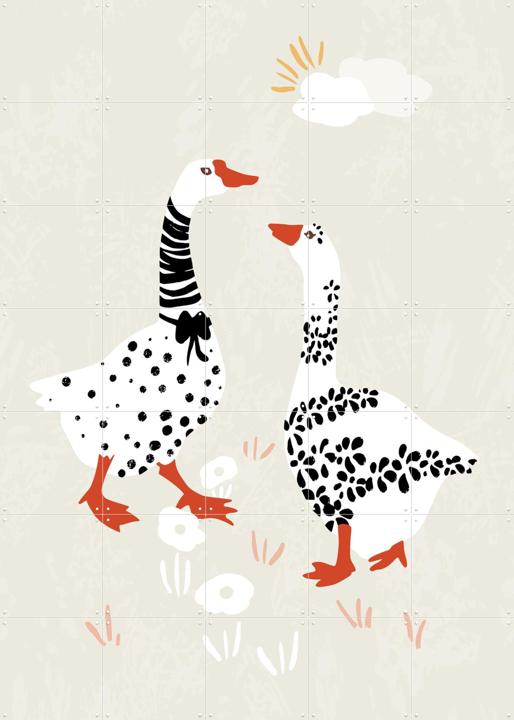 Two Goose Friends In The Meadow