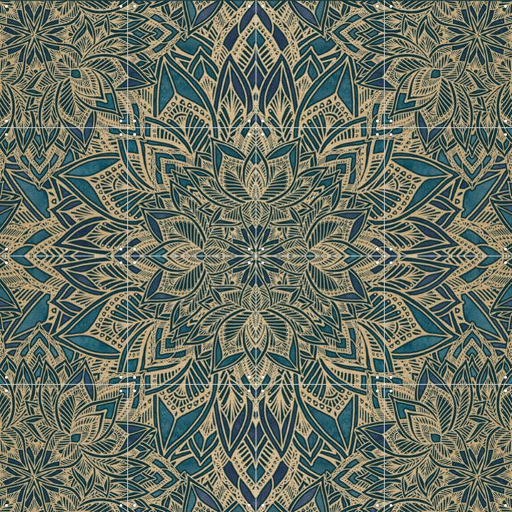 Art Deco Mandala Teal Gold