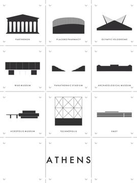 'Athens Architecture Collage Box' by Art in Maps