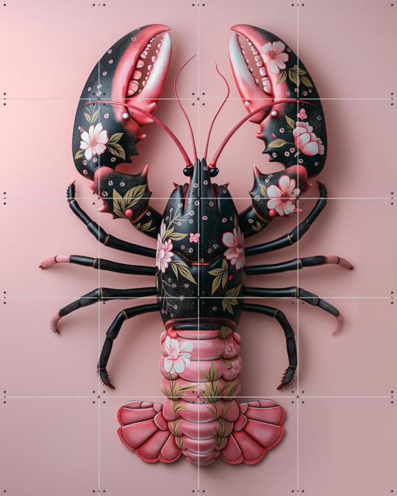 Pink Black Flower Lobster