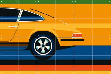 'Orange Sports Car Side Back' van Bo Lundberg