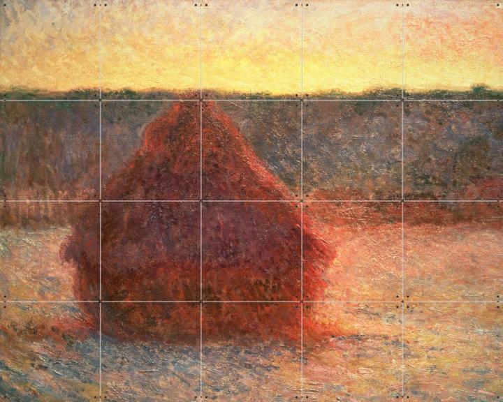 Haystacks at Sunset - Frosty Weather