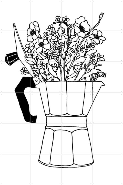 Moka Flowers Black & White