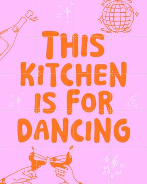 'This kitchen is for dancing - pink/orange' van Ohkimiko