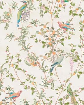 'Chinoiserie vintage vines, fruit and birds - ivory' von Bloomery Decor