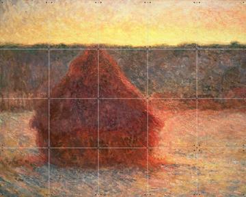 'Haystacks at Sunset - Frosty Weather' von Claude Monet & Bridgeman Images
