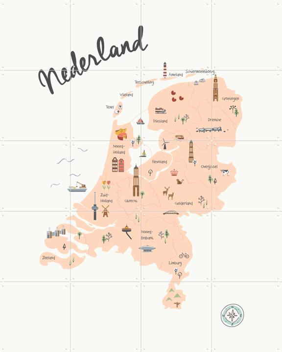 The Netherlands Kids Map beige