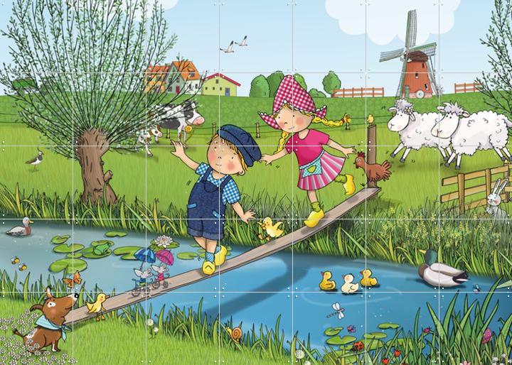 Fien & Teun on an adventure over the stream