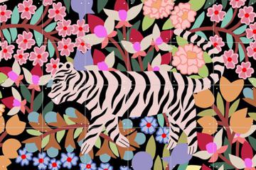 IXXI - Tiger in Flowers door Sasha Ignatiadou 