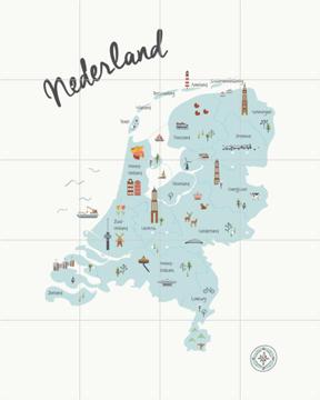 IXXI - The Netherlands Kids Map blue by Little Small & Art in Maps