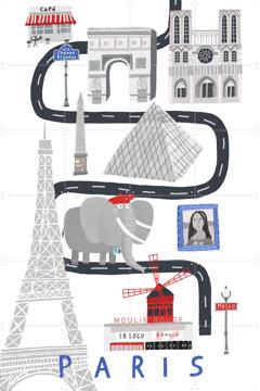 'Paris City With Cute Elephant Tourist' van Carla Daly
