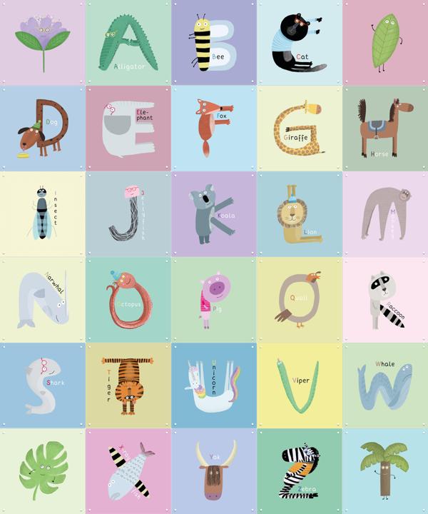 Whimsical Animals English ABC Collage Box