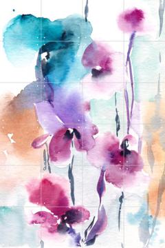 'Flowers Purple and Blue' von Canot Stop Painting