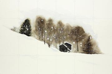 'Ski Slope with Wooden Cabins' van Natalie Bruns