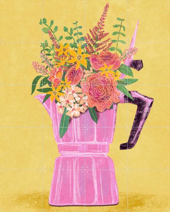 Espresso Maker With Flowers