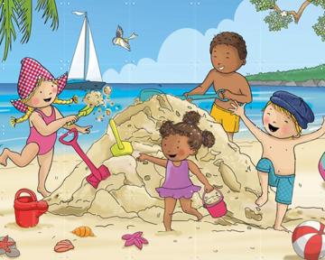 'Fien & Teun playing on the beach' by Fien & Teun & Van Hoorne Studios