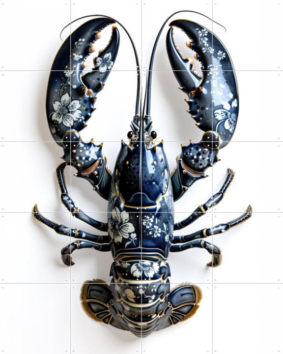 Lobster in Delft Blue Floral Porcelain Style
