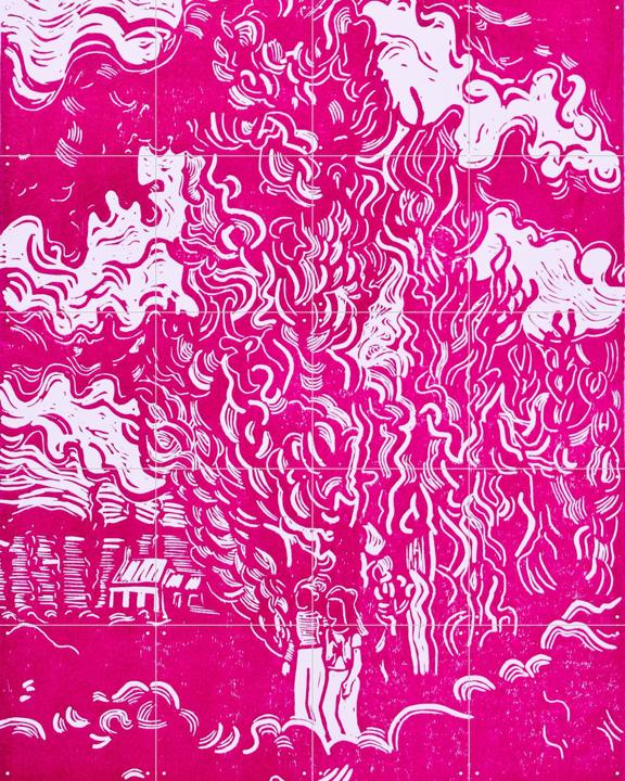 Cypresses and two Women