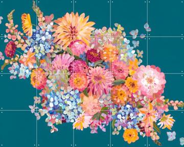 'Big Bunch On Peacock Blue' by Libby Chambers