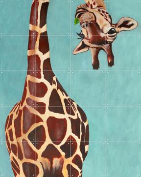 'Giraffe with green leaf' by Coco de Paris