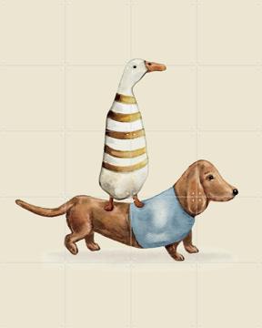 'Teckel - blue' van Irene Jelier