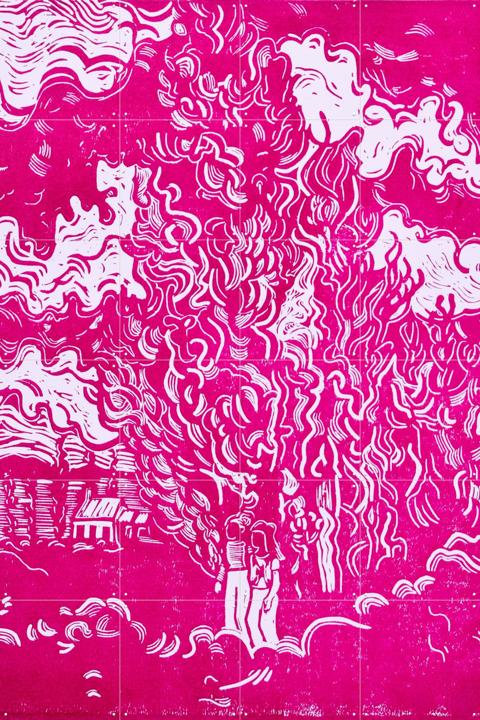 Cypresses and two Women