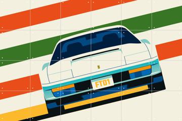 'Angeled White Sports Car Front with Stripes' by Bo Lundberg