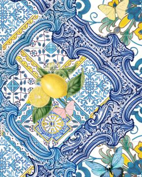 'Mediterranean tiles and lemons blue I' by Bloomery Decor