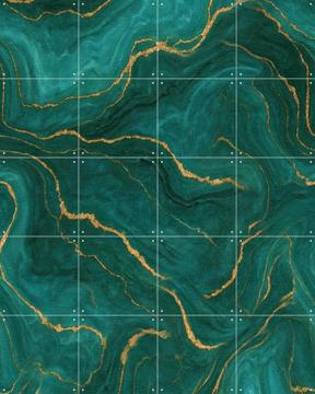 'Marbled Teal & Gold Gem Stone' van Bloomery Decor