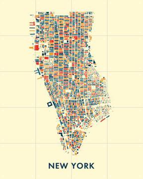 'New York Mosaic City Map' van Kunst in Kaart