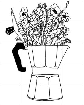 'Moka Flowers Black & White' van Florent Bodart