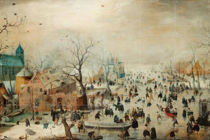 Paysage d'hiver avec patineurs