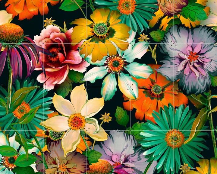 Blossoming Flowers Green Yellow