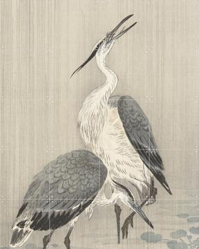 'Deux hérons sous la pluie' par Ohara Koson & Rijksmuseum